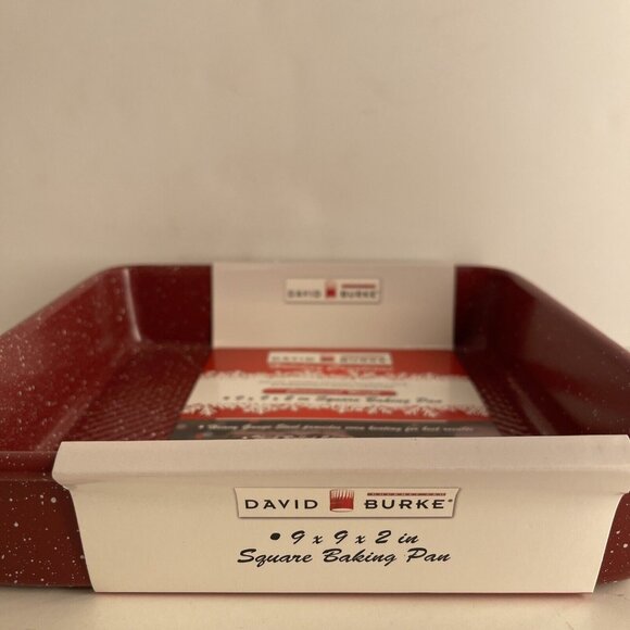 David Burke Bakeware 9x9x2 non stick square cake pan in red &White Speckled - Picture 6 of 8